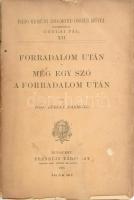 Kemény Zsigmond: Forradalom után. - Még egy szó a forradalom után. Báró Kemény Zsigmond Összes Művei XII. köt. Bp., 1908, Franklin-Társulat, 398+(2) p. Kiadói papírkötés, sérült, kissé foltos borítóval, helyenként kissé sérült lapszélekkel, sérült, szétváló fűzéssel.