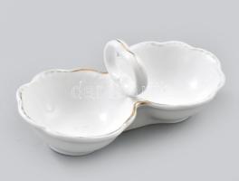 Zsolnay porcelán sótartó. Aranyozott, jelzett, kopott 15 cm