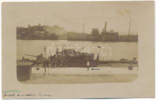 1918 Fiume, Rijeka; S.M. U-XL osztrák-magyar tengeralattjáró / K.u.k. Kriegsmarine Unterseeboot XL / Austro-Hungarian Navy submarine "U 40". photo (fl)