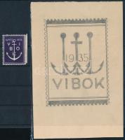 1935 Újpest VIBOK levélzáró + egy eredeti beadott grafikai terv