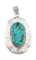 Ezüst(Ag) medál türkizzel, jelzett, 4,5×3,5 cm, bruttó: 12,7 g