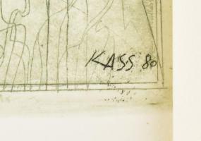 Kass János (1927-2010), 12 db rézkarc: 12 híres orvos.12 Famous Physicians. Rézkarc, papír, jelzett ...