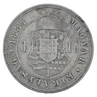 1884KB 1Ft Ag "Ferenc József / Barokk címer" T:VF Adamo M15