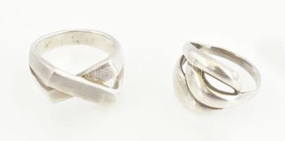 Ezüst(Ag) gyűrű, 2 db, jelzett, méret: 54, 55, nettó: 9,7 g