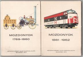 MOZDONYOK 1769-1860 és 1861-1962 (Képzőművészeti Alap) - 36 db modern képeslap két tokban / LOCOMOTIVES - 36 modern postcards in two case