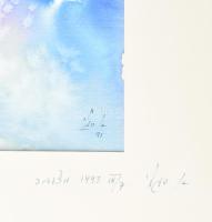 Rubint Ávrahám Péter (1958-): Kék varázs (cím nélkül), 1991. Vegyes technika, papír, jelezve jobbra ...