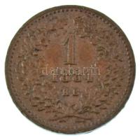 1881KB 1kr Cu "Középcímer" T:AU Adamo M4.1