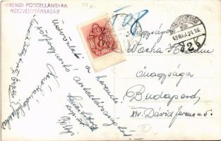 1943 Herend, Herendi Porcelángyár, udvar. photo + 8 fillérrel portózott