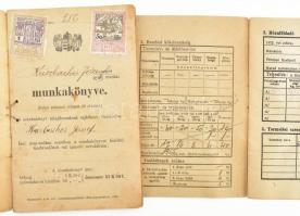 1924 Gyári munkás munkakönyve bejegyzésekkel + 1952 beadási könyv