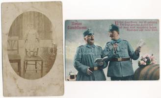 8 db RÉGI fotó és képeslap vegyes minőségben: katonai és családi / 8 pre-1945 photos and postcard in...