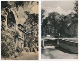 Tata, Tata-Tóváros - 6 db modern város képeslap: vár, halágy, Fényes strand, park, kórház (Képzőművé...