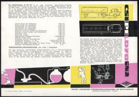 1965 Csepel D 705 N 2-2 borszállító teherautó ismertető lap rajzos illusztrációval és technikai adat...
