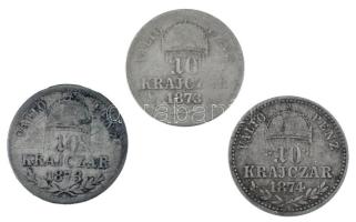 1873KB 10kr Ag "Ferenc József" (2x) + 1874KB 10kr Ag "Ferenc József" T:F Hungary...