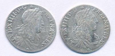 Franciaország 1660D 1/12E Ag XIV. Lajos Lyon (2x) (2,26g) T:VF France 1660D 1/12 Ecu Ag Louis XIV (2x) Lyon (2,26g) C:VF  Krause KM# 199.3