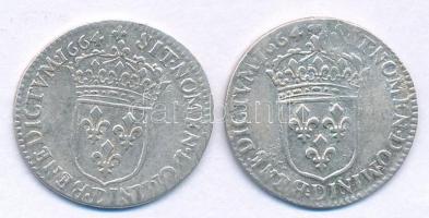 Franciaország 1660D 1/12E Ag "XIV. Lajos" Lyon (2x) (2,26g) T:VF
France 1660D 1/12 Ecu Ag...