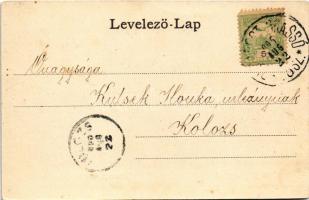 1905 Bánffyhunyad, Huedin; Kalotaszegi lakodalmi csetenyés szekér. Csoma Sándor kiadása / wedding ca...