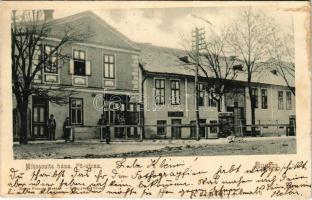 1904 Buziás, Mikosovits háza a Fő utcában. Nosek Gusztáv kiadása / main street, shop (EK)