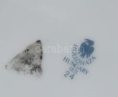 Hollóházi kékvirágos kétfüles váza. Jelzett, hibátlan, m: 36 cm