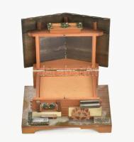 Alpesi ház formájú zenélő doboz festett fa 15x10x9 cm