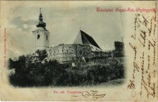 1900 Sepsiszentgyörgy, Sfantu Gheorghe; Református templom este. Benkő M. kiadása / Calvinist church at night (EK)