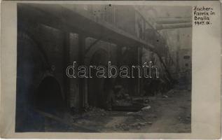 1917 Braila, Zuckerfabrik / WWI military destruction, ruins of the sugar factory's interior. photo