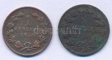 Német Államok / Baden 1850. 1kr Cu "I. Lipót" + 1856. 1kr Cu "I. Frigyes" T:VF,F...