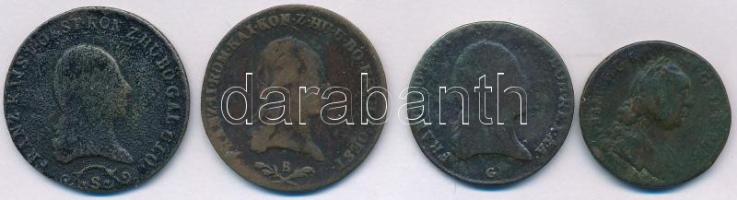 1762W 1kr Cu "Lotharingiai Ferenc" + 1800G 3kr Cu "I. Ferenc" + 1800B 6kr Cu "I. Ferenc" + 1812S 3kr Cu "I. Ferenc" T:F