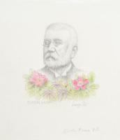 Varga Pál (1937- ): Borbás Vince (1844-1920) botanikus, akvarell, papír, jelzett, 23,5×19 cm