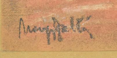 Olvashatatlan (Nagy...?) jelzéssel: Napfényes udvar. Pasztell, papír, üvegezett fakeretben. 24x18 cm