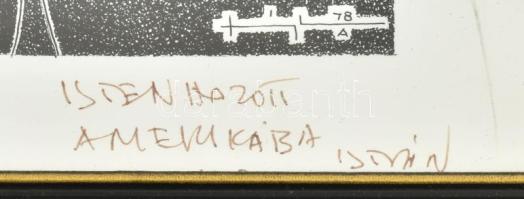 Olvashatatlan jelzéssel: "Isten hozott Amerikában" (cím nélkül). Nyomat, papír, üvegezett ...