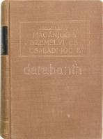 Meszlényi Artur: Magyar magánjog. I. kötet. II. rész. Jogforrások, személyi és családi jog. II. Bp., 1929, Grill Károly. 6 kiadás. Kiadói egészvászon-kötések.