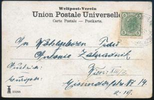 1907 Tábori posta képeslap 5 Heller bérmentesítéssel K. und K. KRIEGSMARINE / S.M.S. ERZHERZOG KARL - Wien