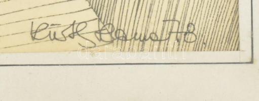 Olvashatatlan (Kürthy...?) jelzéssel: Háromkirályok. Tus, papír, üvegezett fakeretben, 15×16 cm