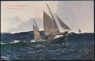 1916 Tábori posta képeslap "K.u.K. MARINEFELDPOSTAMT / POLA " , "K.u.K. Kriegsmarine ...