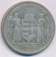 1930. 5P Ag "Horthy jobbra" T:F patina, kis ph Adamo P8