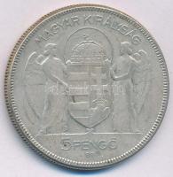 1930. 5P Ag "Horthy jobbra" T:F patina Adamo P8