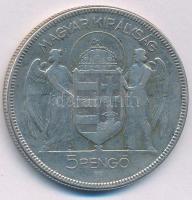 1930. 5P Ag "Horthy jobbra" T:F patina Adamo P8