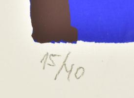 Németh János (1936-): Kompozíció. Szitanyomat, papír, jelzett, számozott (15/40), 20x20 cm