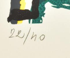 Simonyi Emő (1943-): Álom zöldben, 1992. Szitanyomat, papír. Jelzett, számozott (22/40). 58x42 cm