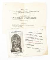 1930-1939 Pekár Mihály (1871-1942) orvos, fiziológus, egyetemi tanár hagyatékból 2 db meghívó: A Kir. M. Pázmány Péter Tudományegyetem meghívója baráti összejövetelre, Wolkenberg Alajos (1871-1935) katolikus pap, hittudós, egyetemi tanár, politikus aláírásával, hajtásnyommal, foltos + Meghívó a Budapesti Kir. M. Pázmány Péter Tudományegyetem alapításának évfordulója alkalmából tartott ünnepélyes közgyűlésre, hajtva