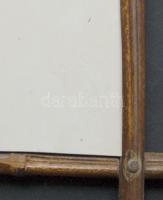 XX. század eleji kézzel festett holland malmot megörökítő porcelánkép, ismeretlen jelzéssel, bambusz...