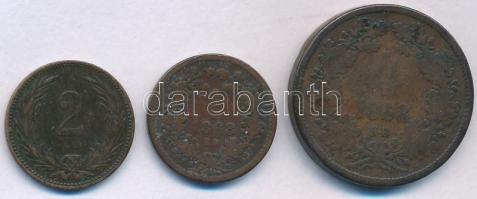 1868KB 1kr Cu "Angyalos címer" + 1868KB 4kr Cu "Angyalos címer" + 1899KB 2f bron...