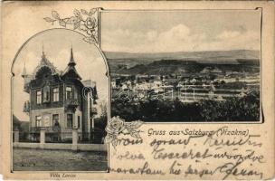 1906 Vízakna, Salzburg, Ocna Sibiului; Villa Louise, látkép. Karl Graef kiadása / villa, spa. Art Nouveau, floral (EM)