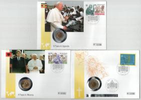 Vatikán 1992-1996. 7db-os érmés boríték tétel 20L, 200L és 500L érmékkel T:UNC,AU