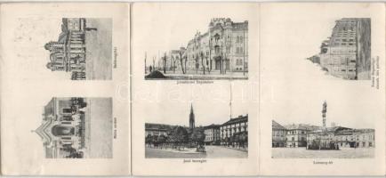 1911 Temesvár, Timisoara; Szecessziós leporelló 9 lappal, közte zsinagóga. Polatsek kiadása / Art No...