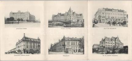 1911 Temesvár, Timisoara; Szecessziós leporelló 9 lappal, közte zsinagóga. Polatsek kiadása / Art No...