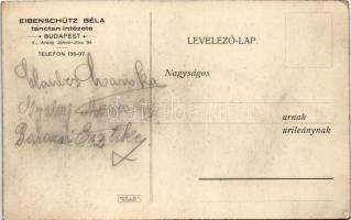 Budapest V. Eibenschütz Béla tánctan intézete, tánciskola reklámja. Arany János utca 34. / Hungarian...