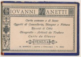 Venezia, Venice; Ricordo, 12 Vedute. Giovanni Zanetti - thick wooden leporello with 12 litho picture...