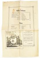 1906 Mathäserbräu-Bierhallen München szecessziós étlap, szakadással, hajtott, foltos