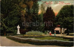 1907 Pöstyén-fürdő, Pistyan, Kúpele Piestany; park az Erzsébet királyné (Sissi) szoborral / park and Sisi statue